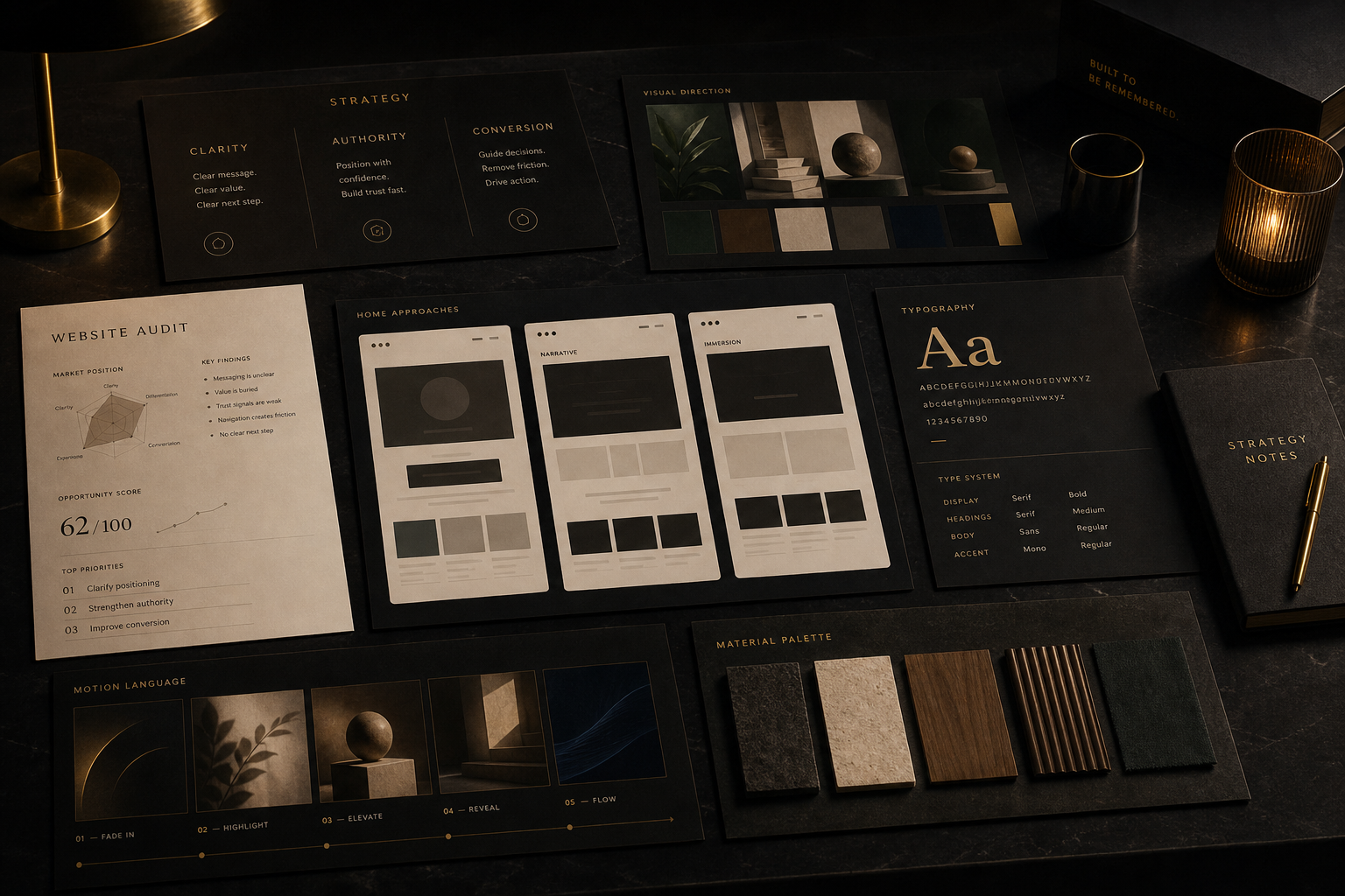 Seven Studios premium audit and art direction board