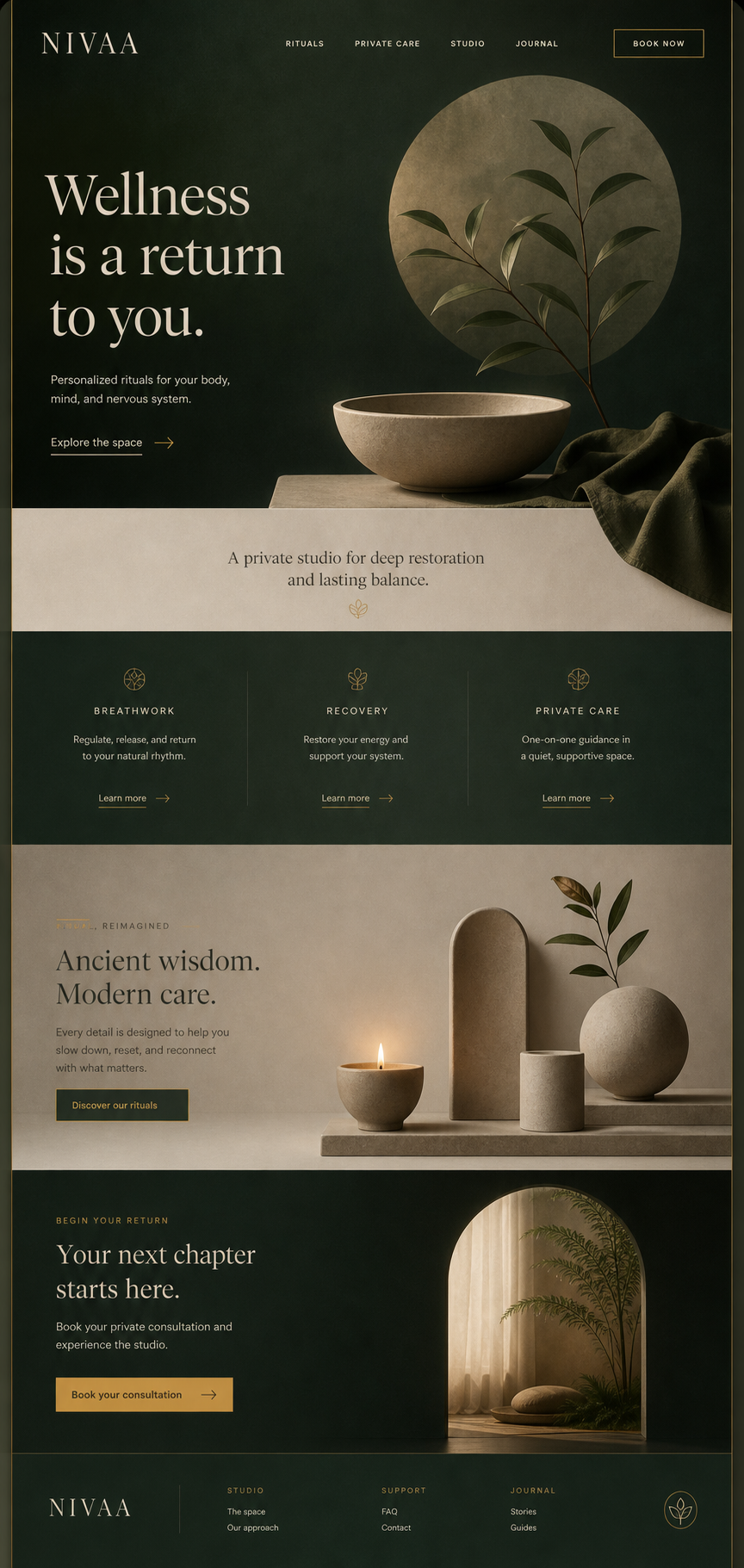 Wellness studio demo website preview